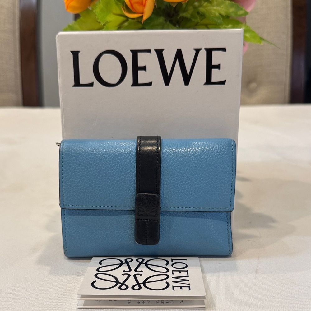 Authentic Loewe Sky Blue and Black Compact Wallet